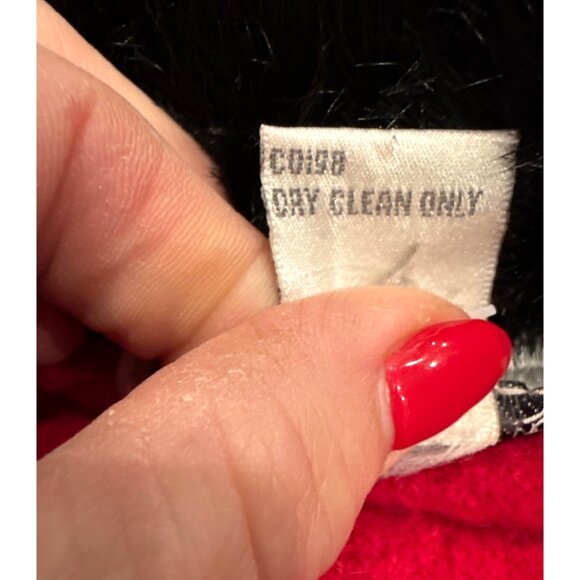 Vtg Lisa International 100% Wool Reindeer Sweater Vest Faux Fur Collar Medium - Picture 12 of 12